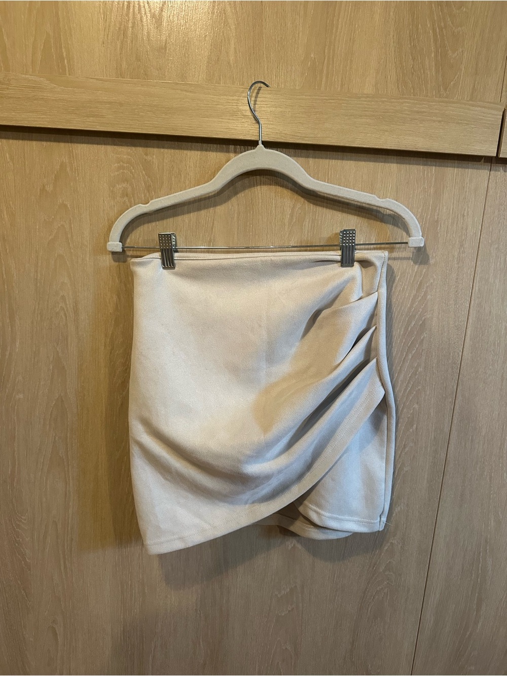 SHEIN Cream Draped Mini Skirt